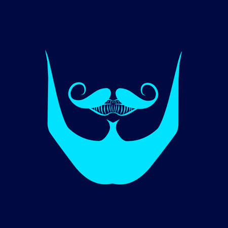 Beard line pop art portrait colorful design with dark background. Abstract vector illustration.のイラスト素材