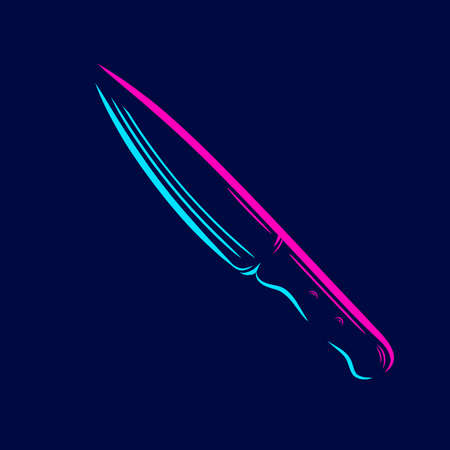 Knife line pop art portrait colorful design with dark background. Abstract vector illustration.のイラスト素材
