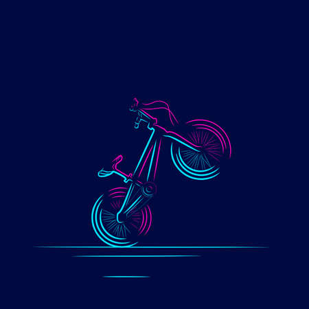 bicycle line pop art potrait logo colorful design with dark background. Isolated black background for t-shirt, poster, clothing, merch, apparel, badge designのイラスト素材