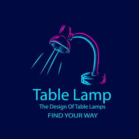 Table lamp for study line pop art portrait colorful  design with dark background. Abstract vector illustration.のイラスト素材