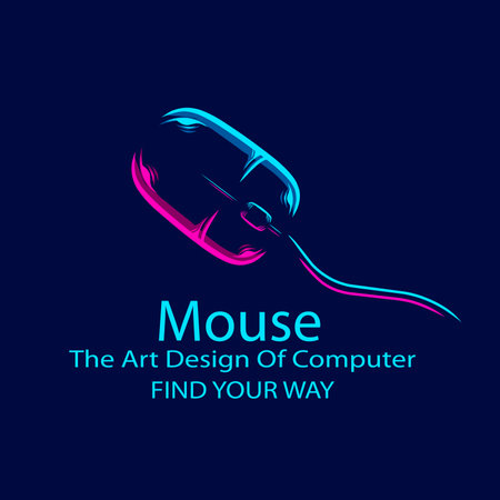 Mouse computer  line pop art portrait colorful design with dark background. Abstract vector illustration.のイラスト素材