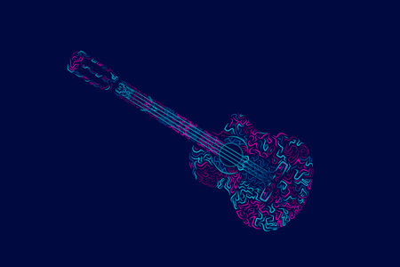 Guitar line art colorful logo design. Abstract vector illustration.のイラスト素材