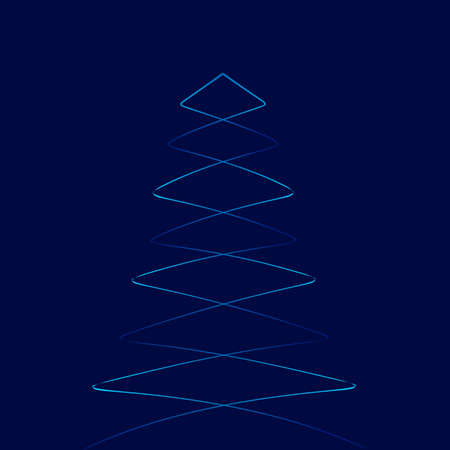 Pine tree on christmas logo line pop art portrait colorful design with dark background. Abstract vector illustration.のイラスト素材