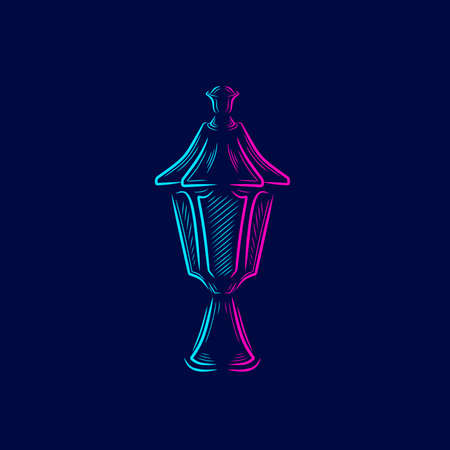 Streetlight park Lamp Line. Pop Art logo. Colorful design with dark background. Abstract vector illustration. Isolated black background for t-shirt, poster, clothing, merch, apparel, badge designのイラスト素材