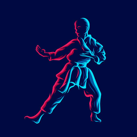 Fighting technique silhouette vector illustration. Modern and simple logo for karate,judo and martial. Abstract vector illustration. Isolated black background for t-shirt.のイラスト素材