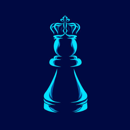 Chess Queen line pop art potrait logo colorful design with dark background. Abstract vector illustration. Isolated black background for t-shirt, poster, clothing, merch, apparel, badge designのイラスト素材