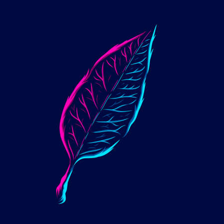 Leaf plant Line. Pop Art logo. Colorful design with dark background. Abstract vector illustration. Isolated black background for t-shirt, poster, clothing, merch, apparel, badge designのイラスト素材