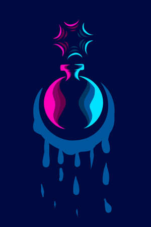 Bomb explosion boom line pop art potrait colorful design with dark background. Abstract vector illustration. Isolated black background for t-shirt, poster, clothing, merch, apparelのイラスト素材