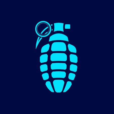 Grenade war line pop art potrait logo colorful design with dark background. Abstract vector illustration. Isolated black background for t-shirt, poster, clothing, merch, apparel, badge designのイラスト素材