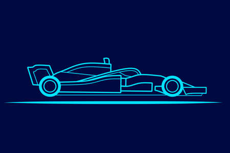 Formula sport race line potrait logo colorful design with dark background. Isolated navy background for t-shirt, poster, clothing, merch, apparel, badge designのイラスト素材