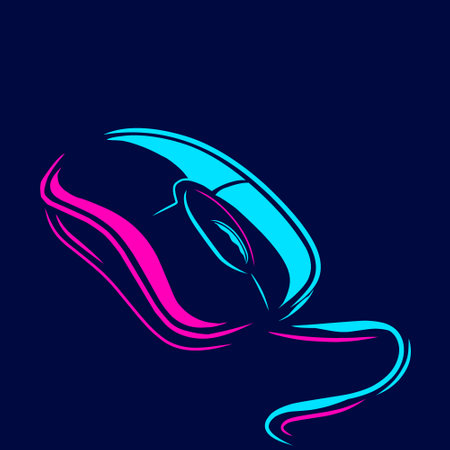 Mouse for computer logo line pop art potrait colorful design with dark background. Abstract vector illustration.のイラスト素材
