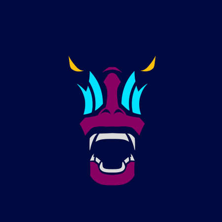 Baboon mandrill monkey logo line pop art potrait colorful design with dark background. Abstract vector illustration.のイラスト素材