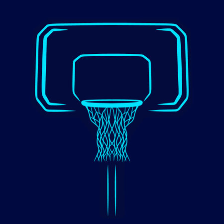 Basketball ring pop art logo. Sport colorful design with dark background. Abstract vector illustration. Isolated black background for t-shirt, poster, clothing, merch, apparel, badge designのイラスト素材