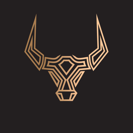 Bull head minimalist logo. Simple animal vector design.のイラスト素材
