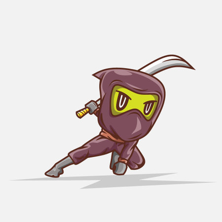 Cute ninja character illustration. Simple animal vector design. Isolated with soft background.のイラスト素材