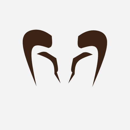 Bull minimalist logo. Simple negative space vector design. Isolated with soft background.のイラスト素材