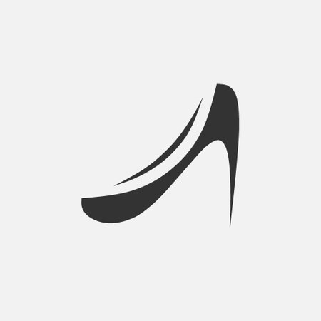 Woman shoes minimalist logo. Simple negative space vector design. Isolated with soft background.のイラスト素材