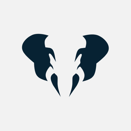 Elephant minimalist logo. Simple negative space vector design. Isolated with soft background.のイラスト素材