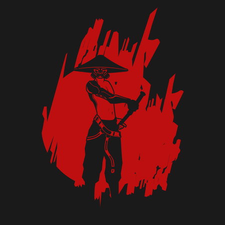 Samurai cyberpunk fiction character vector. Colorful t-shirt design illustration.のイラスト素材