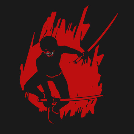 Samurai cyberpunk fiction character vector. Colorful t-shirt design illustration.のイラスト素材