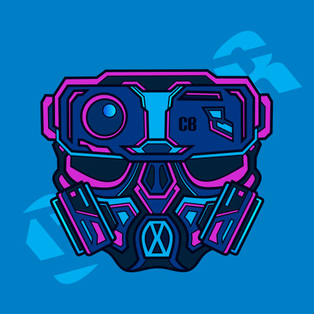 Mask cyberpunk vector logo cyber illustration.のイラスト素材