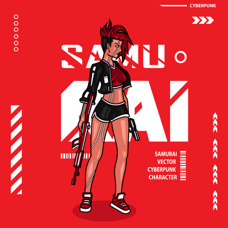 Vector illustration of a sexy girl with a gun in her hand.のイラスト素材