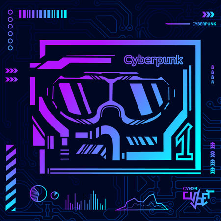 Cyberpunk futuristic user interface. Futuristic user interface. Vector illustration.のイラスト素材