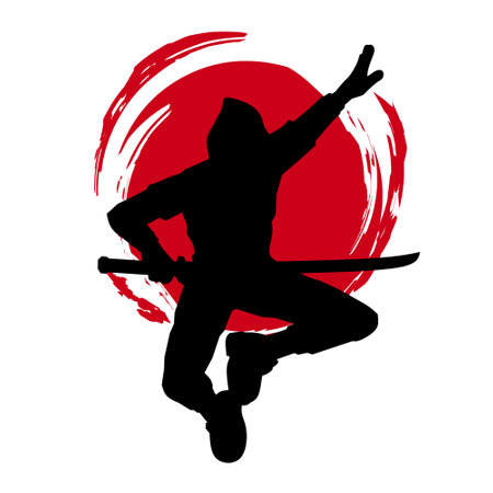 Samurai swordsman hero t-shirt colorful design. Abstract vector illustration.のイラスト素材