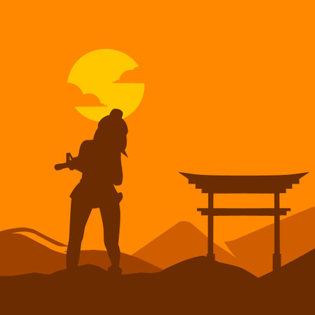 Beautiful woman holding gun. Fighter girl cyberpunk fiction colorful t-shirt design. Abstract vector illustration.のイラスト素材