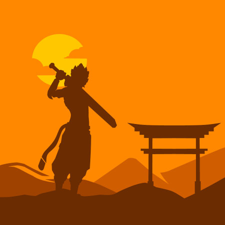 Samurai japan sword knight vector logo colorful design. Isolated background for t-shirt, poster, clothing, merch, apparel, badge design.のイラスト素材