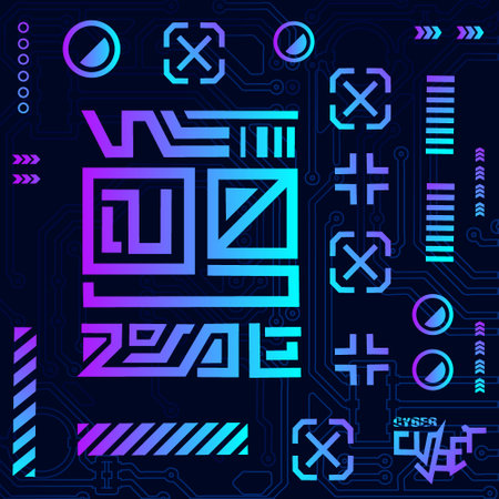 Luxury cyberpunk design with dark background. Abstract technology vector illustration.のイラスト素材
