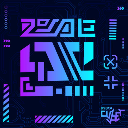 Cyberpunk design with dark background. Abstract technology vector illustration.のイラスト素材