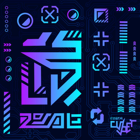 Luxury cyberpunk design with dark background. Abstract technology vector illustration.のイラスト素材