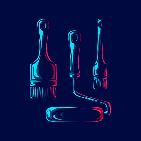 Painting tool logo line art colorful design with dark background. Abstract vector illustrationのイラスト素材