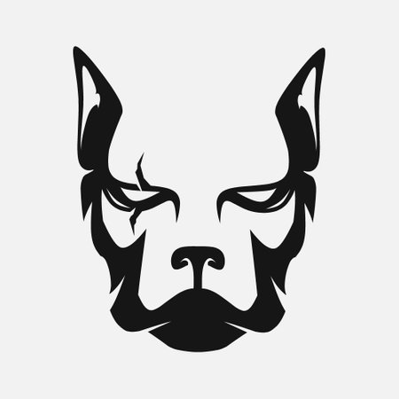 Dog angry logo. Simple negative space vector design. Isolated with soft background.のイラスト素材