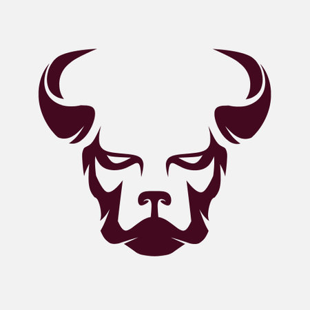 Dog demon evil logo. Simple negative space vector design. Isolated with soft background.のイラスト素材