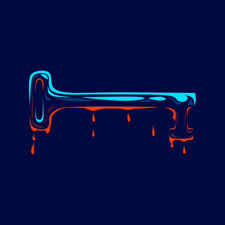 Key for security system line pop art portrait colorful logo design with dark background. Abstract vector illustration.のイラスト素材