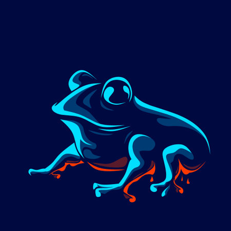 Frog head line pop art potrait logo colorful design with dark background. Abstract vector...