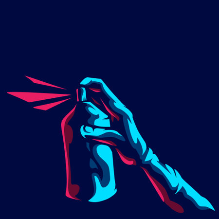 Spray painting logo line pop art portrait colorful design with dark background. Abstract vector illustrationのイラスト素材
