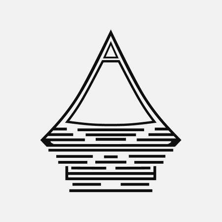 Indonesian batak house building asian house line pop Art colorful design vectorのイラスト素材