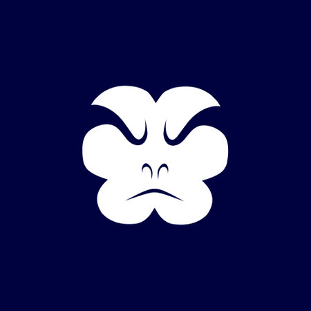 Monkey minimalist logo. Simple vector design. Isolated with soft background.のイラスト素材