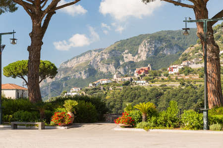 High above Amalfi is the very pretty village of Ravelloの写真素材