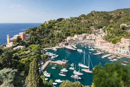 Portofino in Italy taken from the top of the Castleのeditorial素材