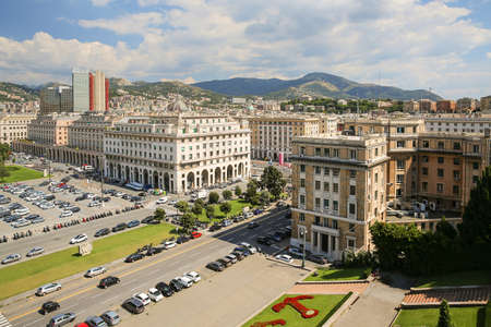 Downtown Genoa taken from an elevated position in the Cityのeditorial素材