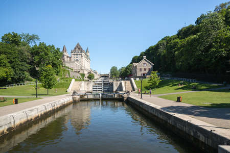 Rideau Canal Locks in Ottawa Ontario Canadaのeditorial素材