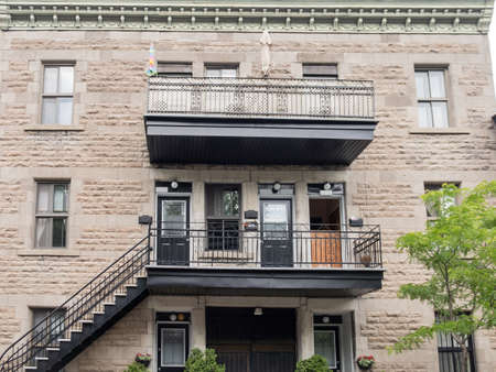 Outside stairs and staircase in Montreal in Quebec Canadaの写真素材
