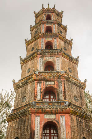 The Pagoda of the Celestial Lady is a historic temple in the city of Hue in Vietnam, Chua Thien Mu.のeditorial素材