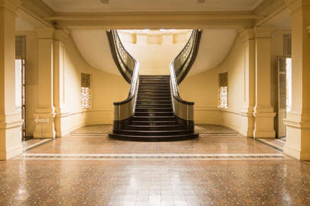 Staircase inside Ho Chi Minh City Museum former Saigon in Vietnam