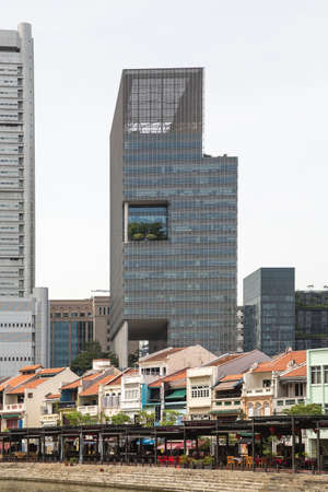 The skyline and cityscape along Singapore River in Singapore