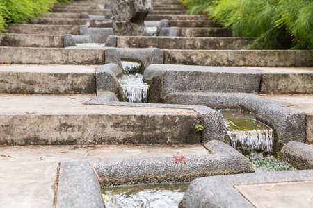 Calm flow of water in an Asian gardenの写真素材